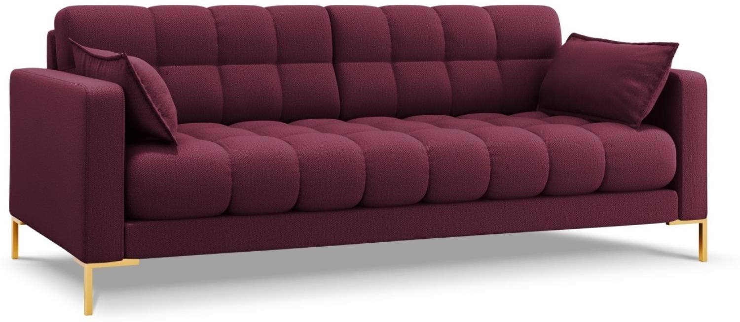 Micadoni 3-Sitzer Sofa Mamaia | Bezug Dark Red | Beinfarbe Gold Metal Bild 1