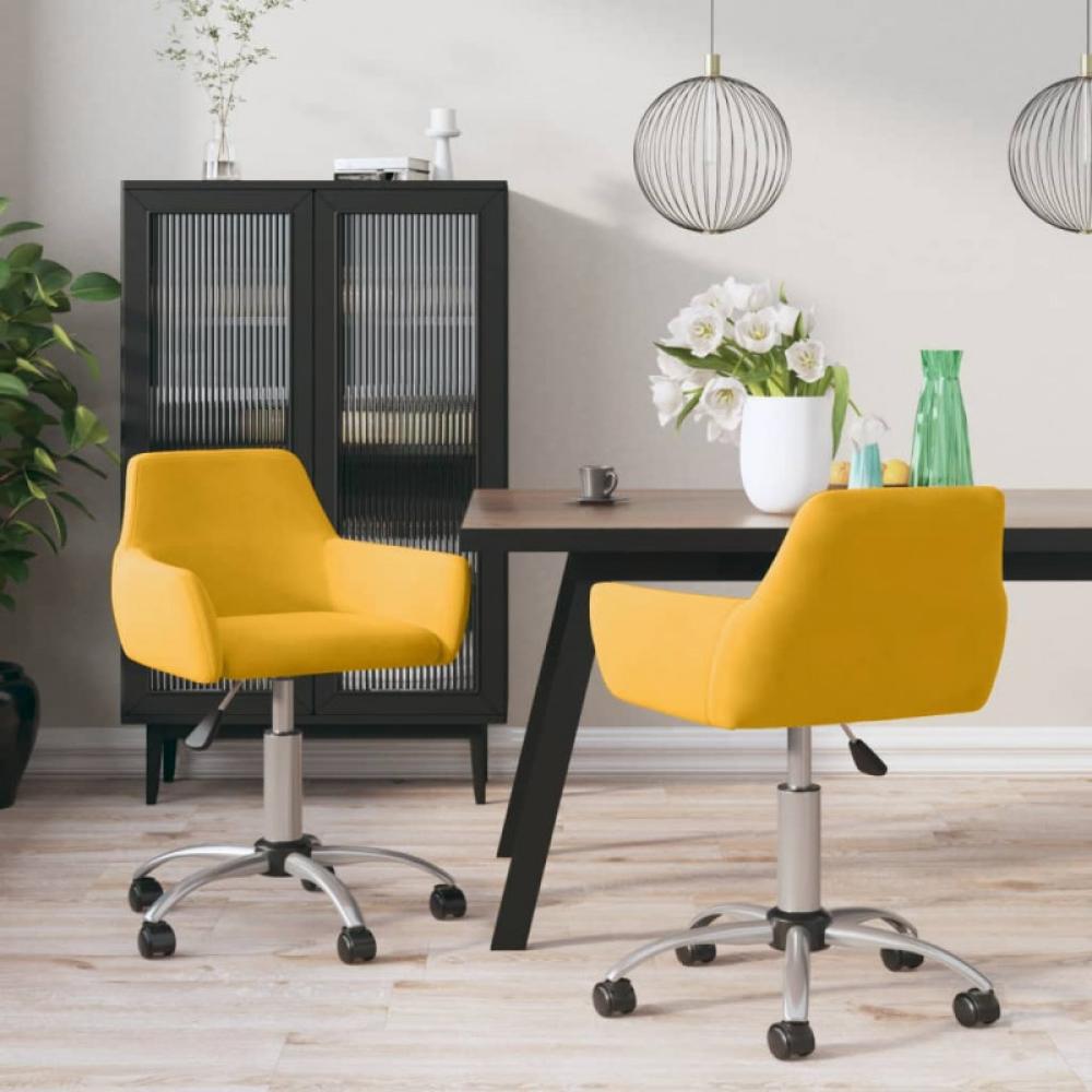 vidaXL Esszimmerstühle 2 Stk. Drehbar Gelb Samt [331081] Bild 1