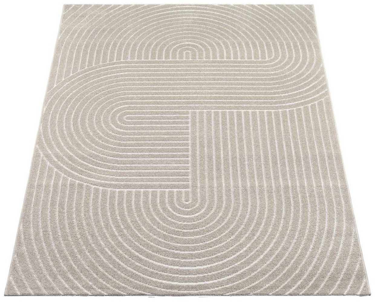 TaraCarpet Teppich TaraCarpet Zen Modern fürs Wohnzimmer Schlafzimmer und Outdoorteppich, rechteckig, Höhe: 5 mm, In&Outdoor Teppich hoch-tief 3D beige Wohnzimmer Schlafzimmer 80x150 Bild 1