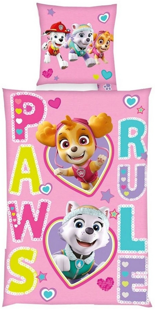 Herding Kinderbettwäsche 135x200cm Paw Patrol Paws Rule, Renforcé, 2 teilig, Skye und Everest, mit Knopfleiste, Paws Rule Bild 1