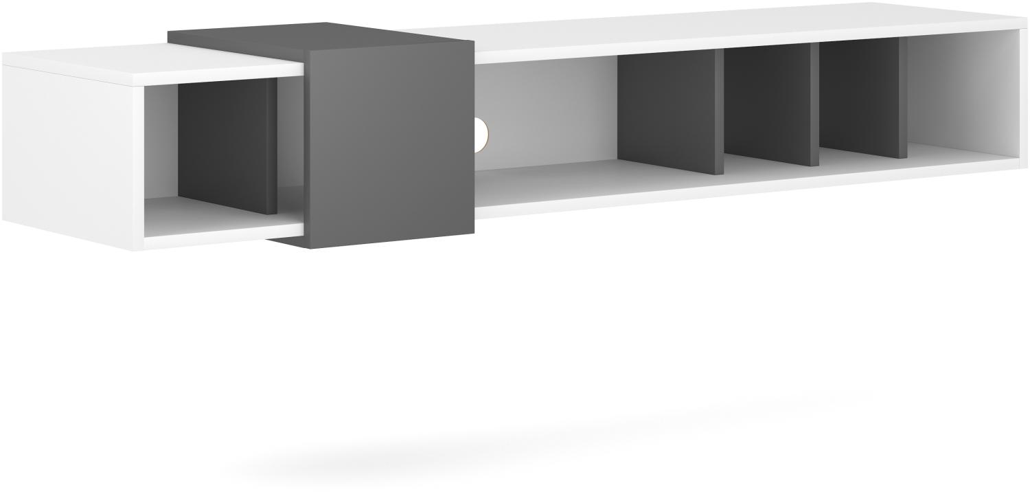 Domando Lowboard Vicenza Modern für Wohnzimmer Breite 150cm, in außergewöhnlichem Design, Weiß Matt und Anthrazit Matt Bild 1