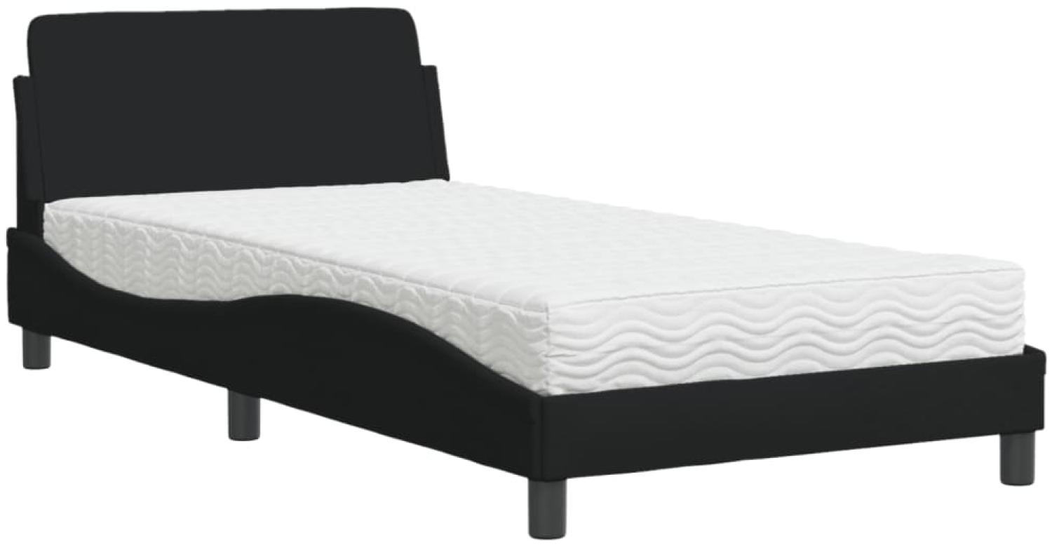 vidaXL Bett mit Matratze "Dover" Schwarz 100x200 cm Stoff 3208346 Bild 1