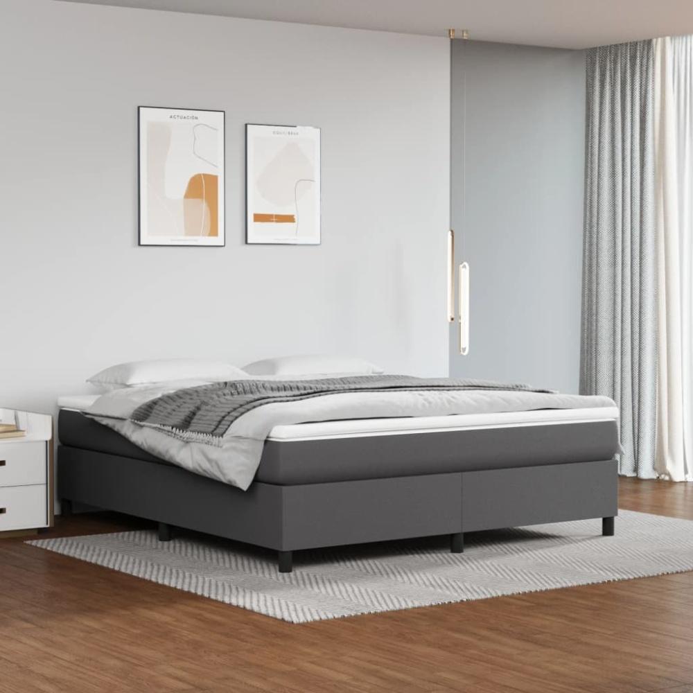 vidaXL Boxspringbett mit Matratze Grau 160x200 cm Kunstleder 3144618 Bild 1