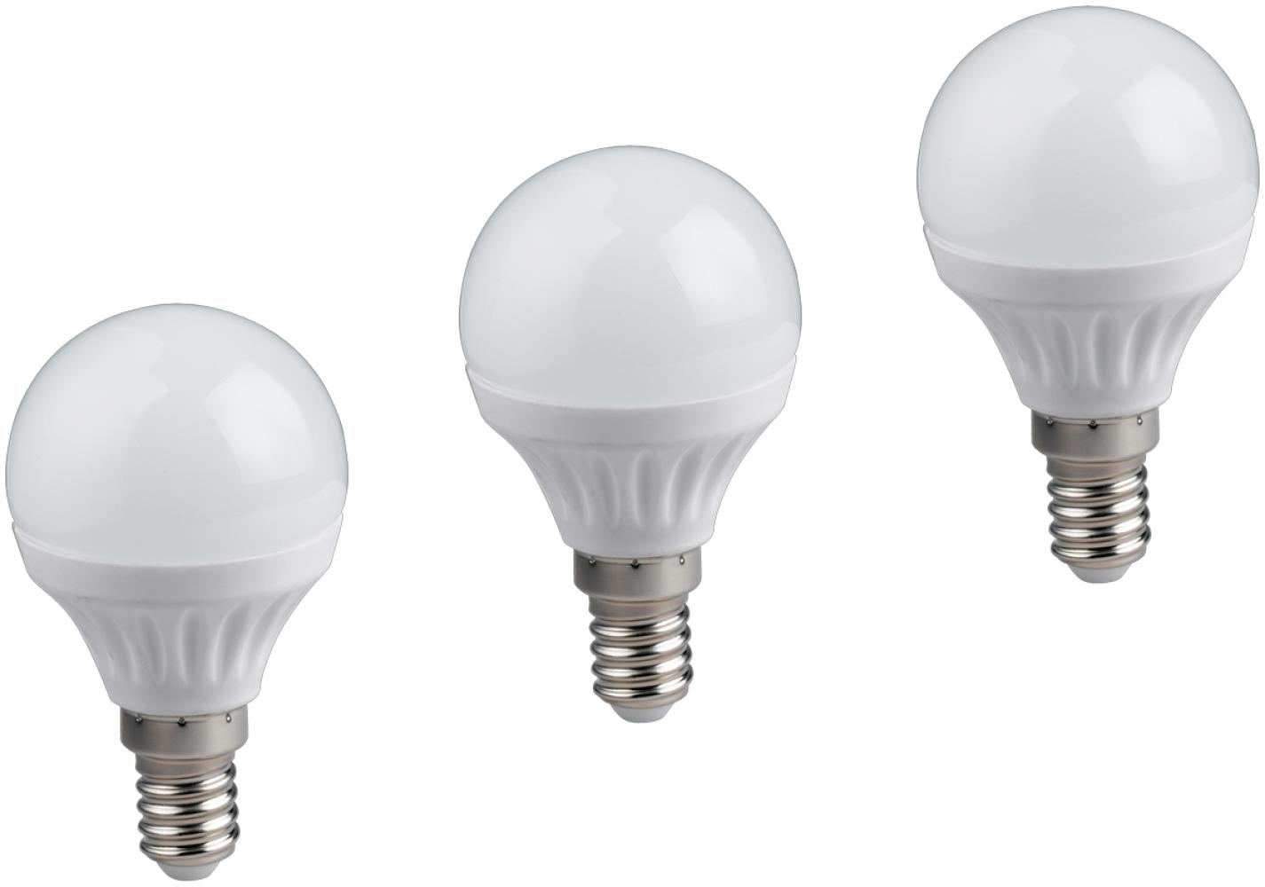 E27 LED 3 Stk. - 5 Watt, 400 Lumen, 3000 Kelvin warmweiß, Ø4,5cm - nicht dimmbar Bild 1