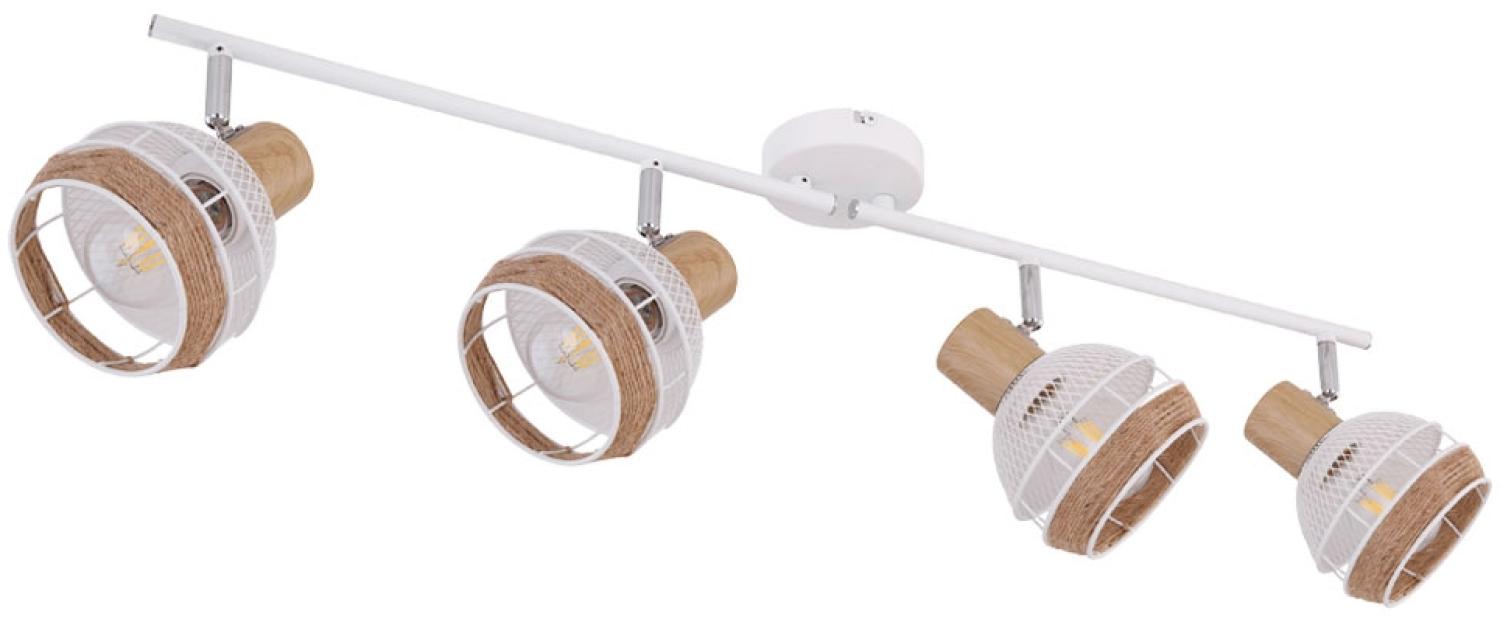 RGB LED Deckenleuchte, Hanfseil, Holz-Optik, Spots verstellbar, WIDY Bild 1