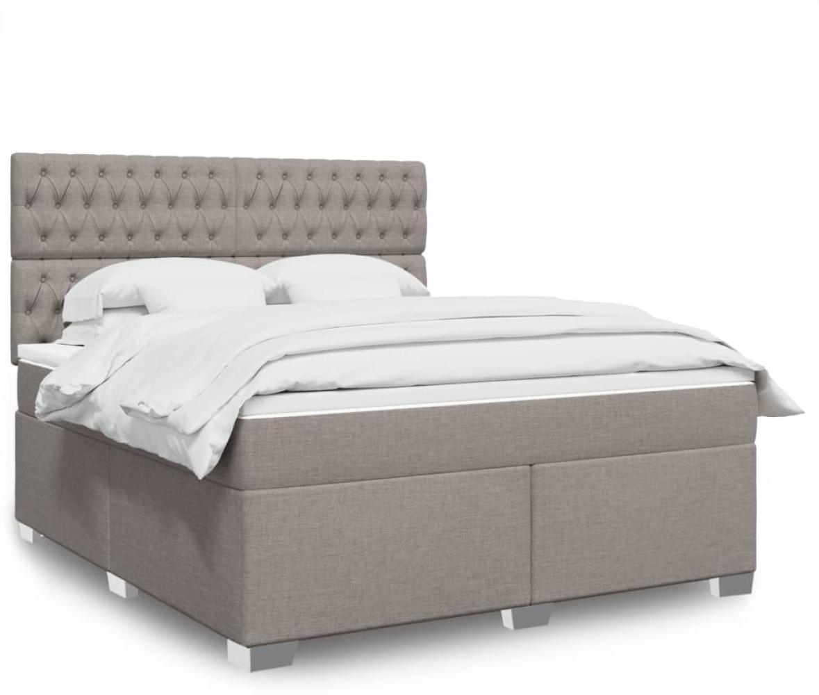 vidaXL Boxspringbett mit Matratze Taupe 180x200 cm Stoff 3292878 Bild 1