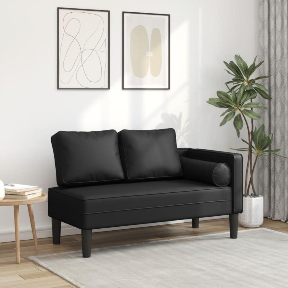 vidaXL Chaiselongue mit Kissen Schwarz Kunstleder, 116,5 x 62 x 57,5 cm Bild 1