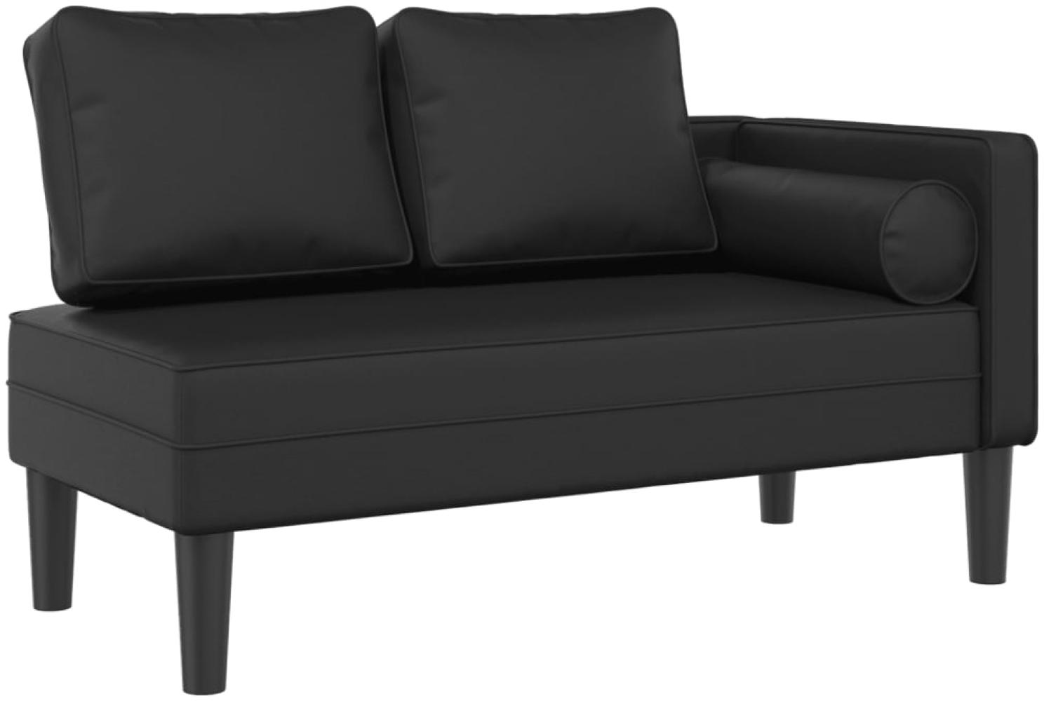 vidaXL Chaiselongue mit Kissen Schwarz Kunstleder, 116,5 x 62 x 57,5 cm Bild 1