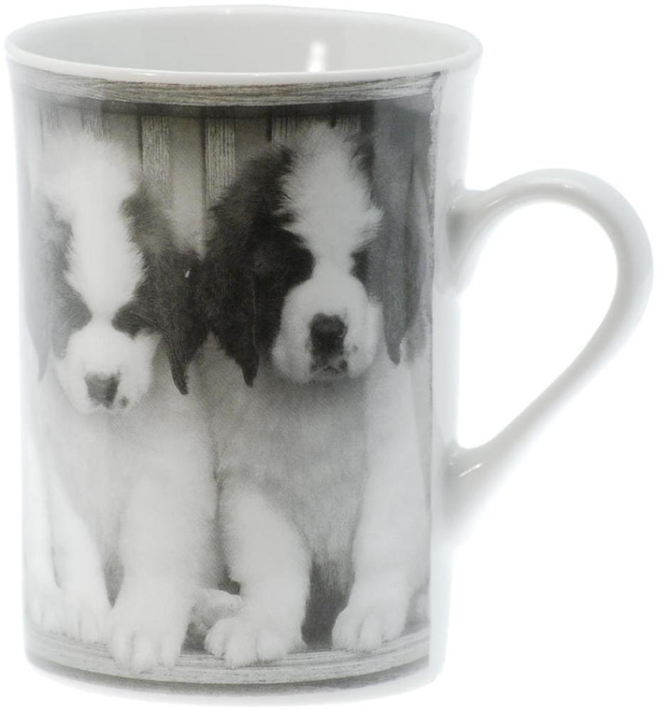 Schwarz Weiß Kaffeebecher mit Hundewelpen Kaffeetasse Tee Tasse Hunde 250 ml Bild 1