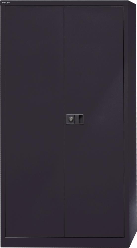 Bisley Flügeltürenschrank Universal, 3 Fachböden, 4 OH, Farbe schwarz Bild 1