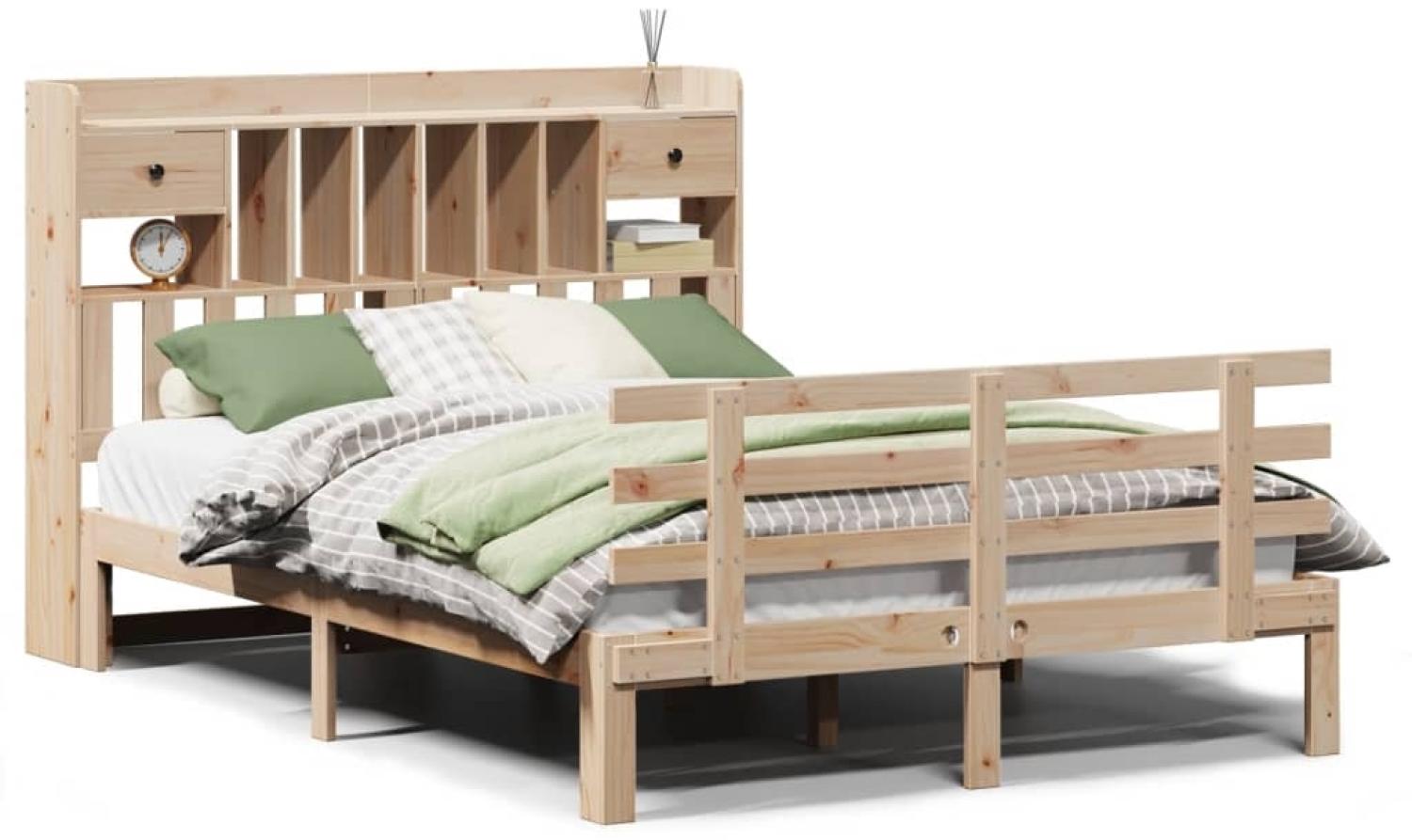 vidaXL Massivholzbett mit Regal ohne Matratze 140x190 cm Kiefer 3322788 Bild 1