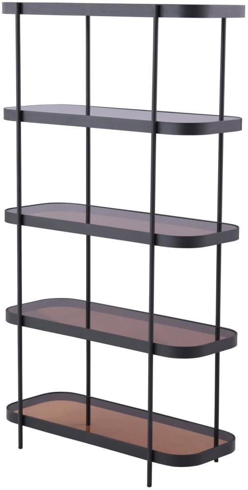 Selsey Disavill - Standregal mit 5 Glasböden, Schwarz / Braun, 160 cm Bild 1