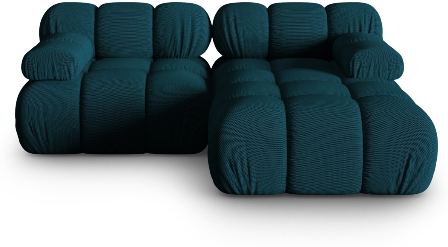 Micadoni Modulares Ecksofa Bellis 3-Sitzer Rechts 3D-Stoff Marineblau Bild 1
