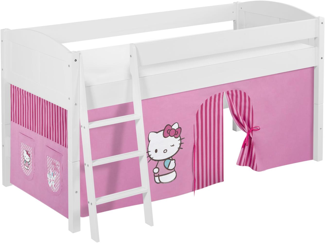 Lilokids 'Ida 4106' Spielbett 90 x 200 cm, Hello Kitty Rosa, Kiefer massiv, mit Vorhang Bild 1