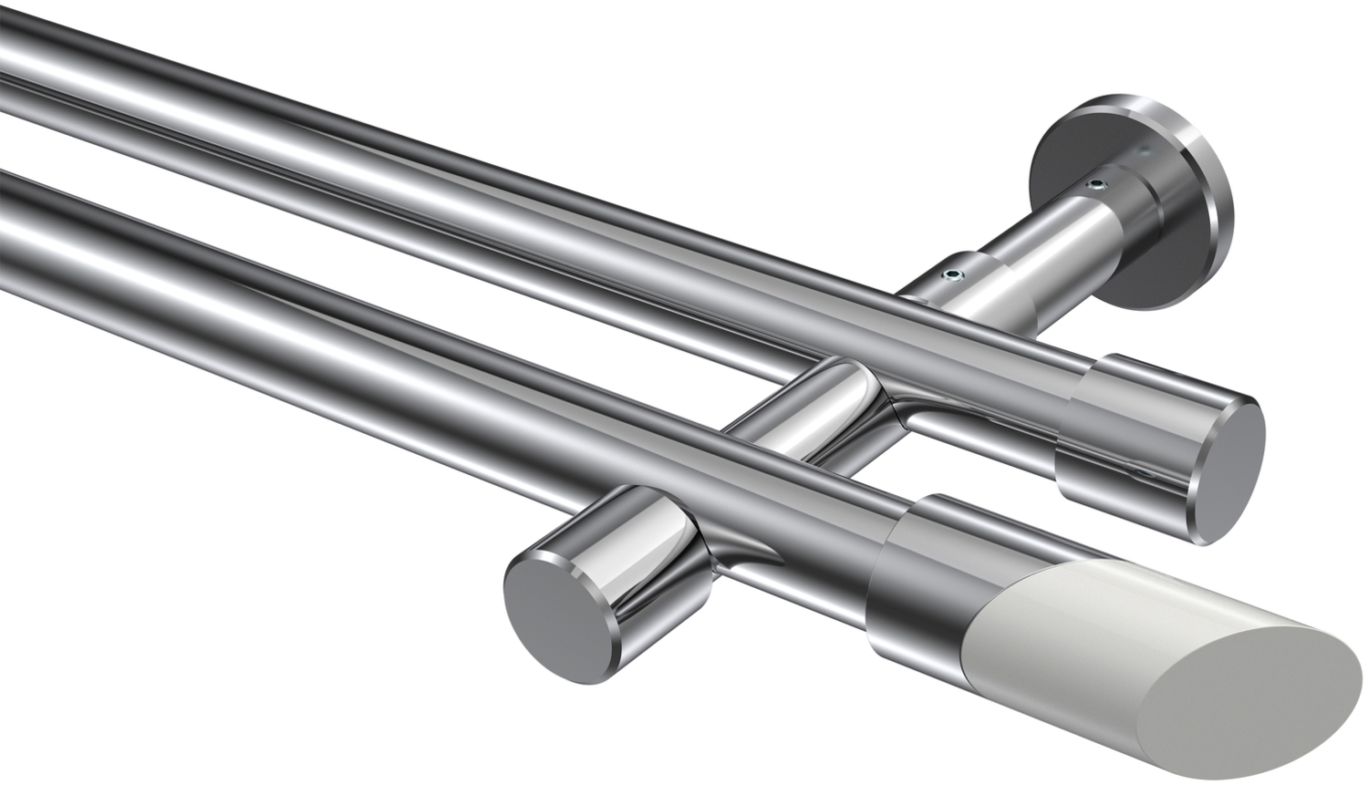 Gardinenstangen-Set Prestige Verano 100 cm, 2-läufig (ohne Ringe), 20 mm Ø Chrom Bild 1