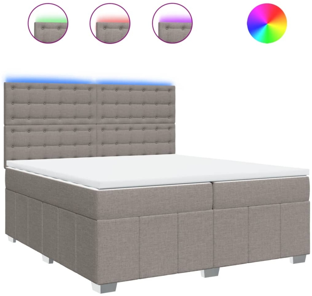 vidaXL Boxspringbett mit Matratze Taupe 200x200 cm Stoff 3294093 Bild 1
