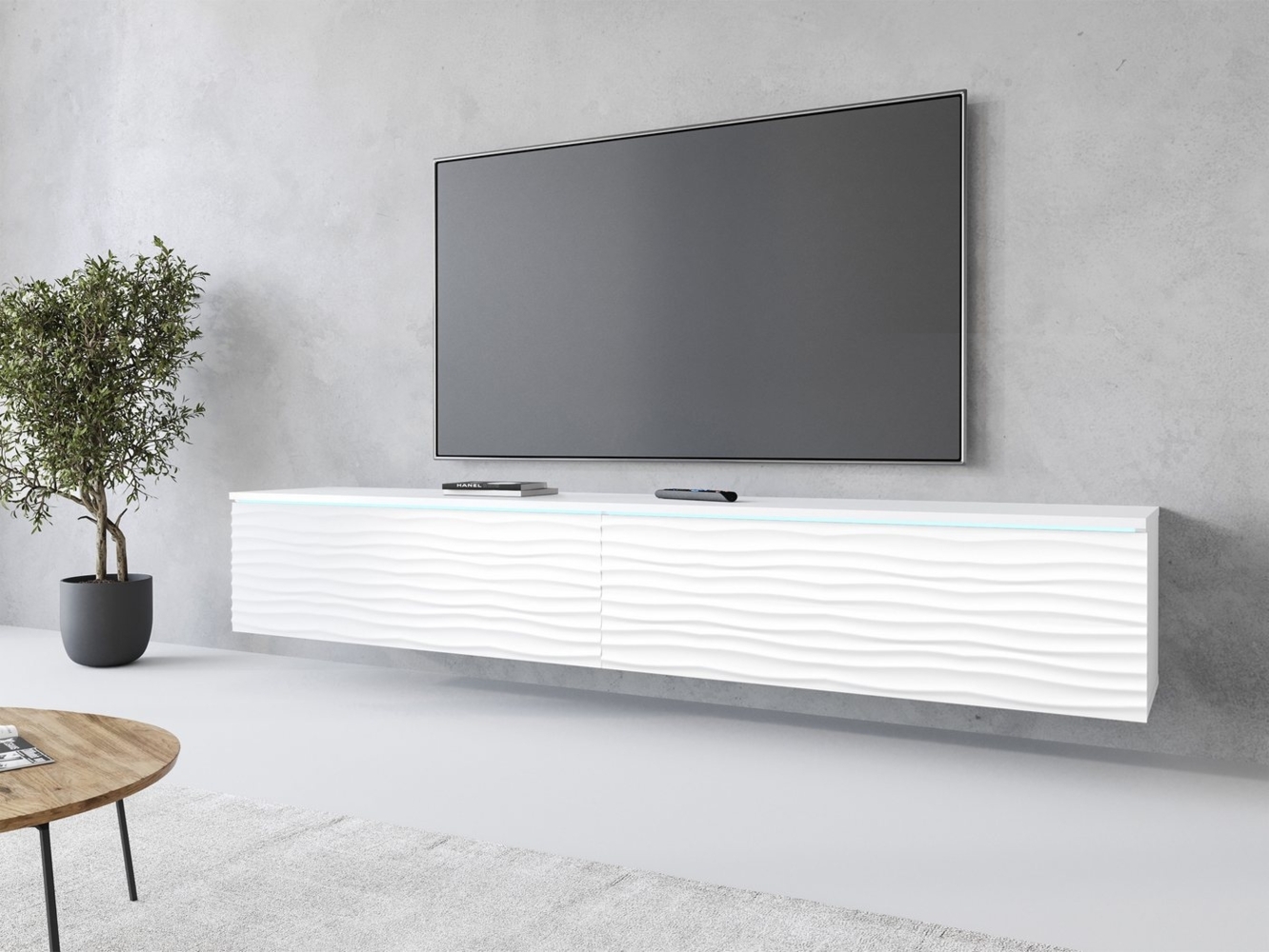 INOSIGN Lowboard Vera, wahlweise mit oder ohne Beleuchtung, gefräste MDF Front mit 3D Effekt, stehend und hängend montierbar Bild 1
