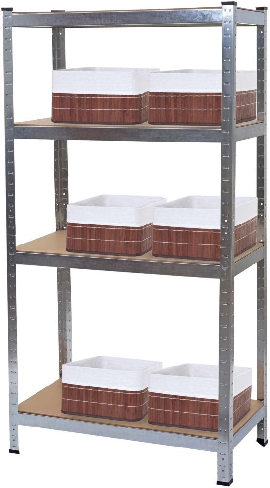Schwerlastregal HWC-D67, Werkstattregal, 160x80x40cm Traglast bis 320kg mit 6x Aufbewahrungskorb HWC-C21 ~ verzinkt Bild 1