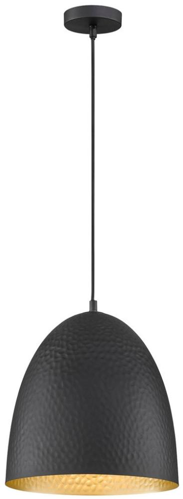 LED Hängelampe oval 1 flammig Schwarz, Lampenschirm innen Gold, Ø 30cm Bild 1