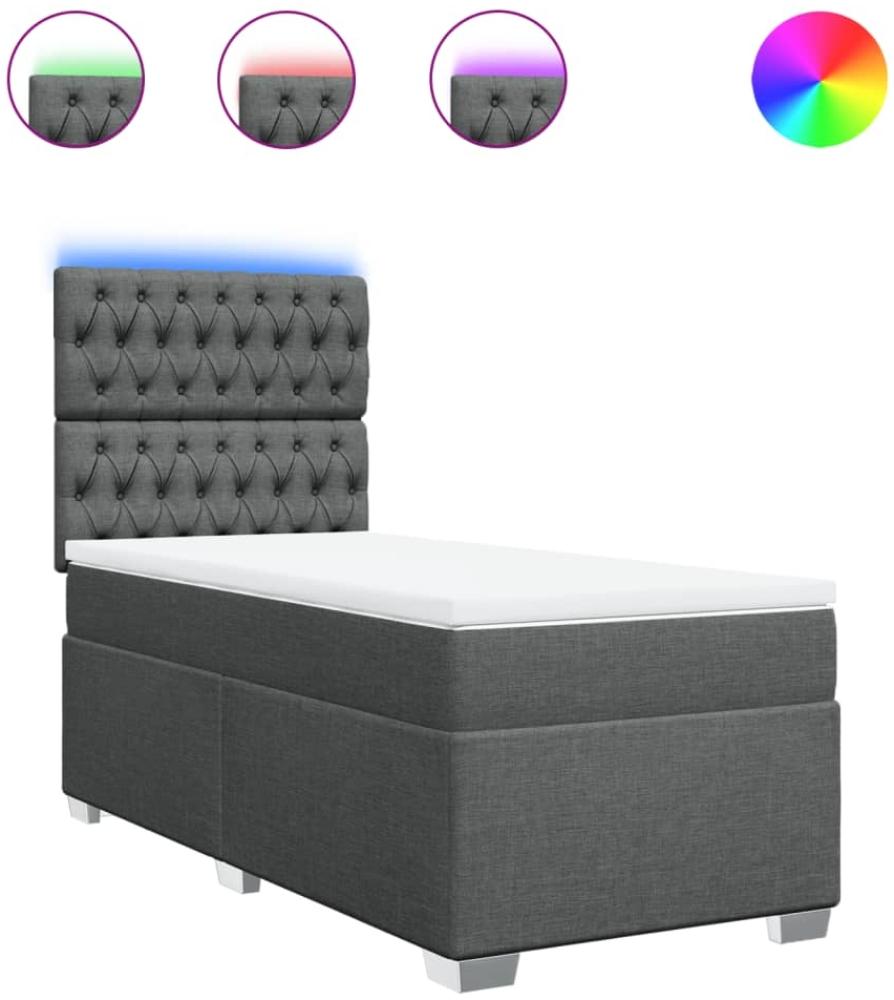 vidaXL Boxspringbett mit Matratze Dunkelgrau 100x200 cm Stoff 3292707 Bild 1