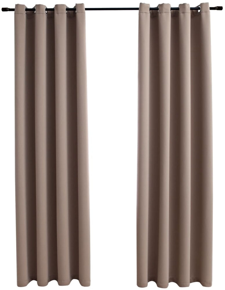 vidaXL Verdunkelungsvorhänge mit Metallösen 2 Stk. Taupe 140x175 cm 134434 Bild 1
