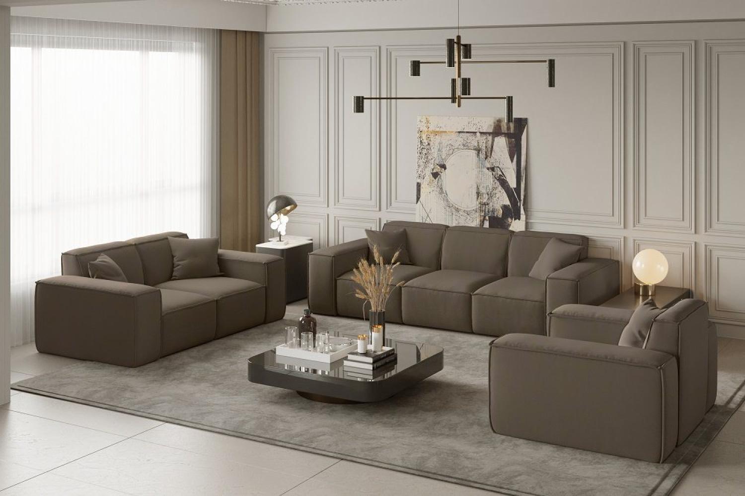 Sofaset Designersofa CELES 3-2-1 in Stoff Opera Velvet Taupe Bild 1