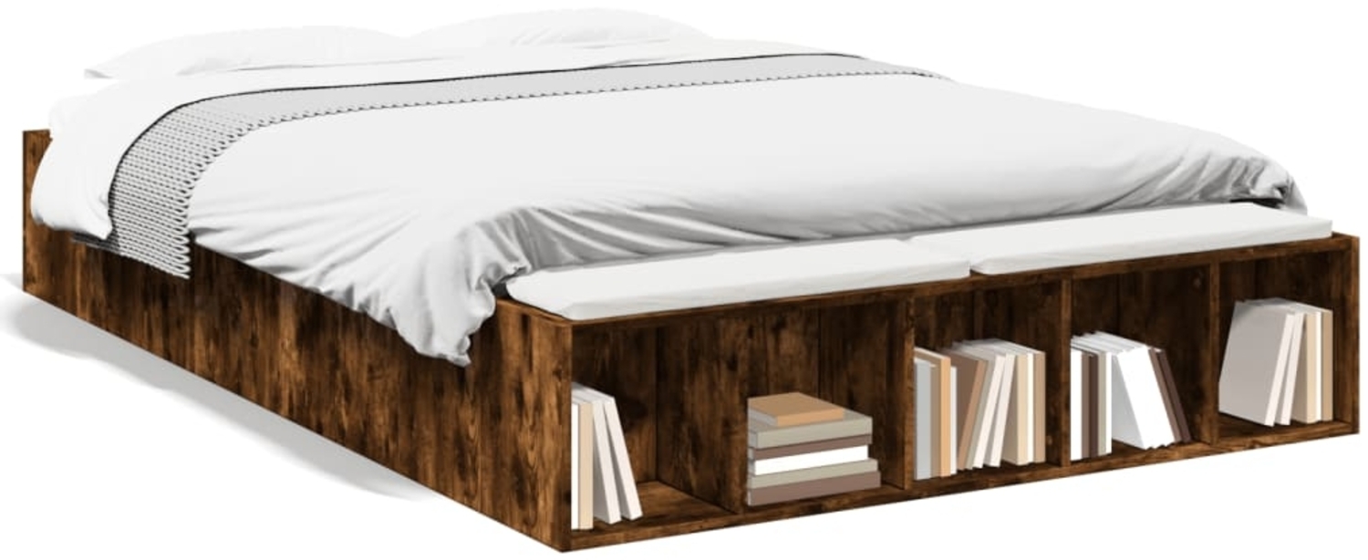 vidaXL Bettgestell Räuchereiche 120x190 cm Holzwerkstoff 3280598 Bild 1
