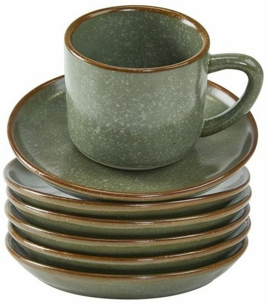 Mirabeau Geschirr-Set Tasse mit Untertasse 6er Set Biarré türkis/braun, Steinzeug Bild 1