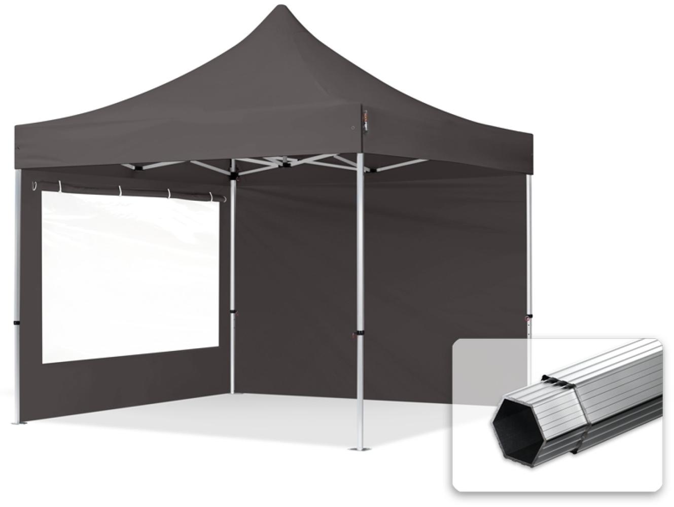 3x3 m Faltpavillon PROFESSIONAL Alu 40mm, Seitenteile mit Panoramafenstern, dunkelgrau Bild 1