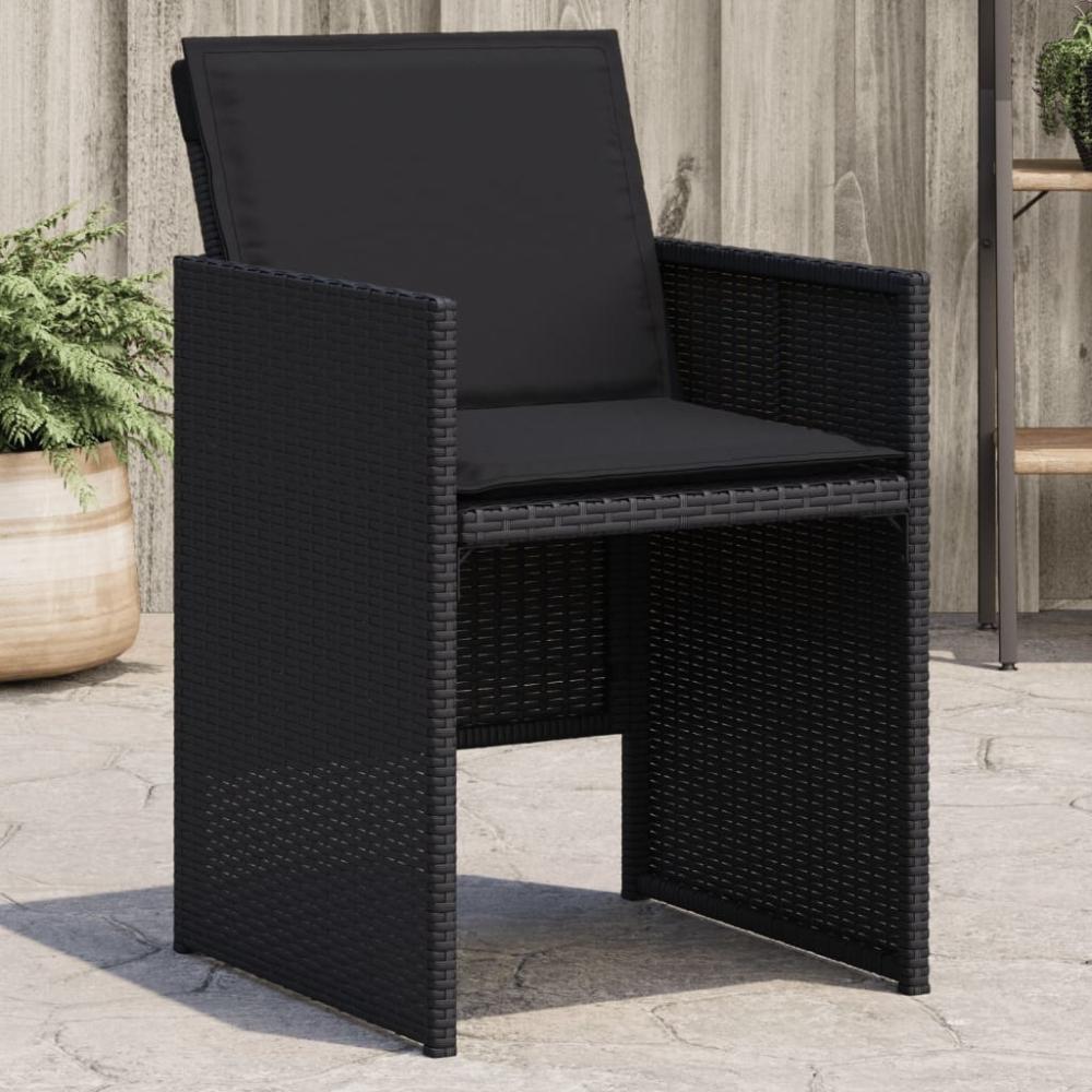 vidaXL Gartenstühle mit Kissen 4 Stk. Schwarz Poly Rattan 4007436 Bild 1