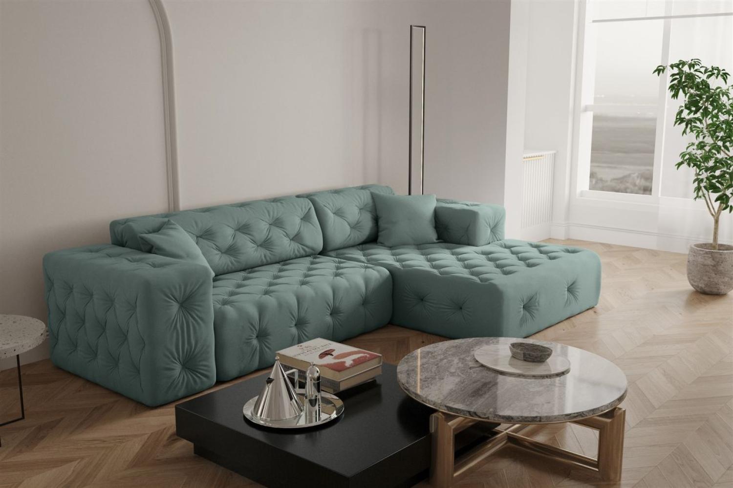 Ecksofa Designersofa CHANTAL in Stoff Opera Velvet Saphir Ottomane Rechts Bild 1