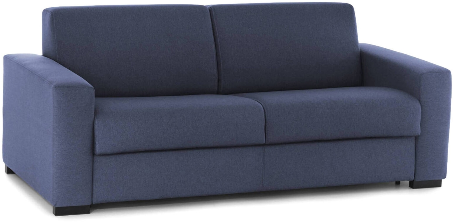 Dmora 2-Sitzer Schlafsofa Asimi, Wohnzimmersofa mit drehbarer Öffnung, gepolsterter Stoff, Standardarmlehnen, 100 % Made in Italy, 180 x 95 x 90 cm, Blau Bild 1