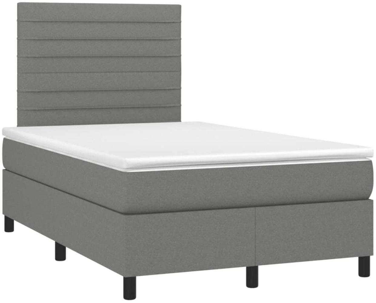 vidaXL Boxspringbett mit Matratze Dunkelgrau 120x190 cm Stoff 3269889 Bild 1