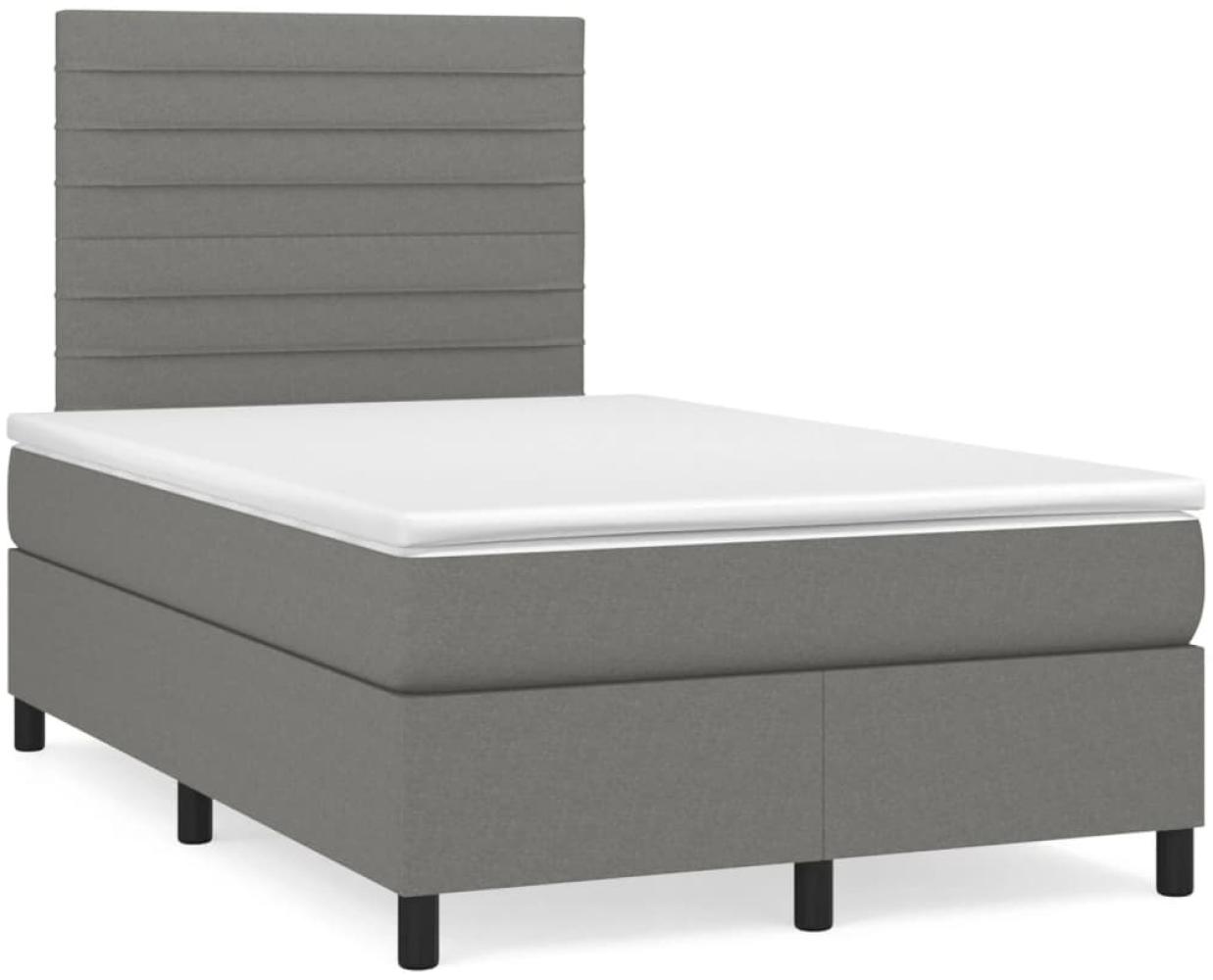 vidaXL Boxspringbett mit Matratze Dunkelgrau 120x190 cm Stoff 3269889 Bild 1