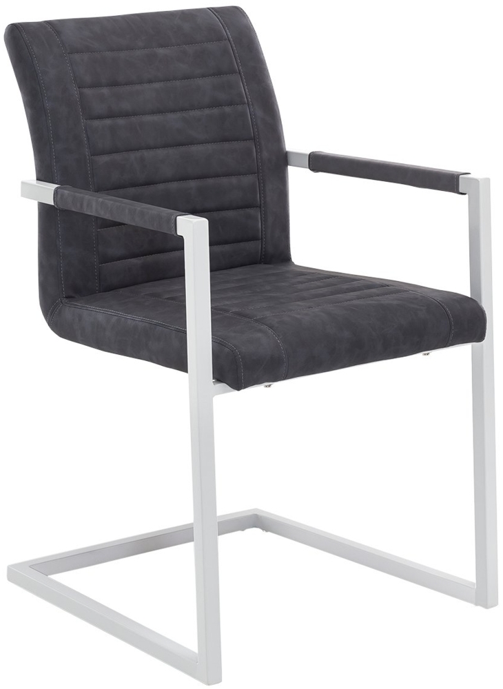 2er-Set Schwingstuhl Picton mit Armlehnen - Grau/Weiss Bild 1