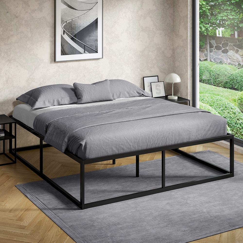 skølm 'Bragi' Bett 180x200 cm, Metall, schwarz, Höhe 45 cm hoch, Doppelbett mit Lattenrost Bild 1