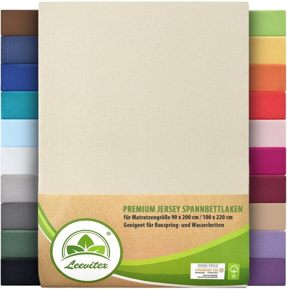leevitex® Spannbettlaken Spannbettlaken Premium Elasthan, Gummizug: rundum, blickdicht, Anti-Pilling, 97% Baumwolle, 3% Elasthan, 40 cm Steg Bild 1