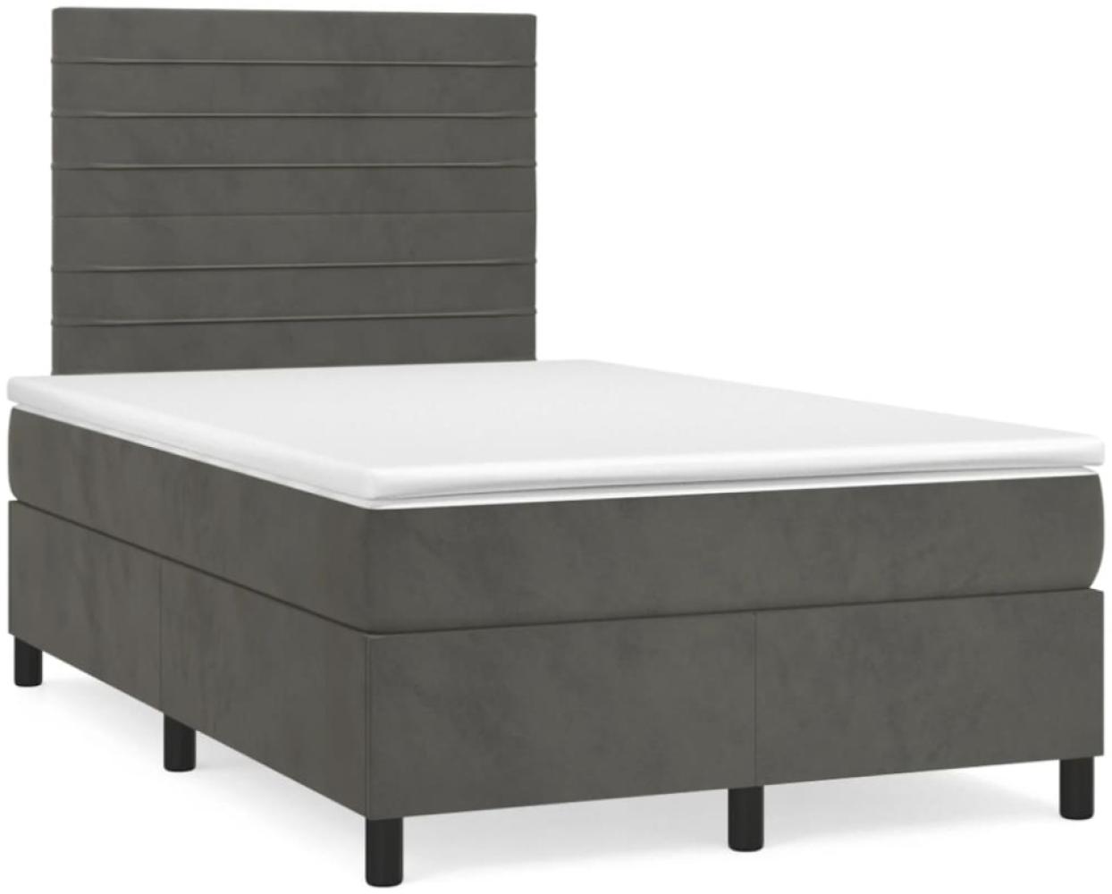 vidaXL Boxspringbett mit Matratze & LED Dunkelgrau 120x190 cm Samt 3270318 Bild 1