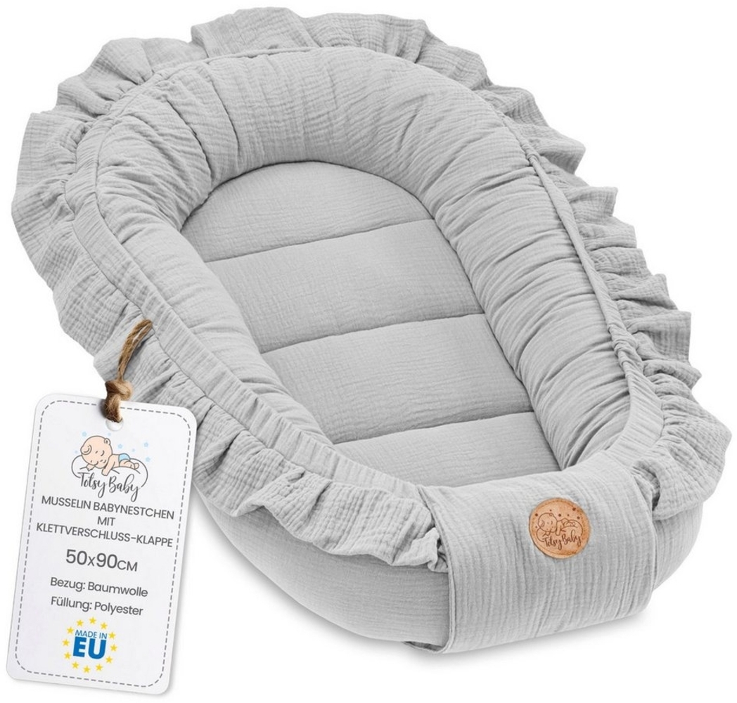 Totsy Baby Kuschelnest Warmes Nestchen Baby 90x50 cm Grau Bild 1