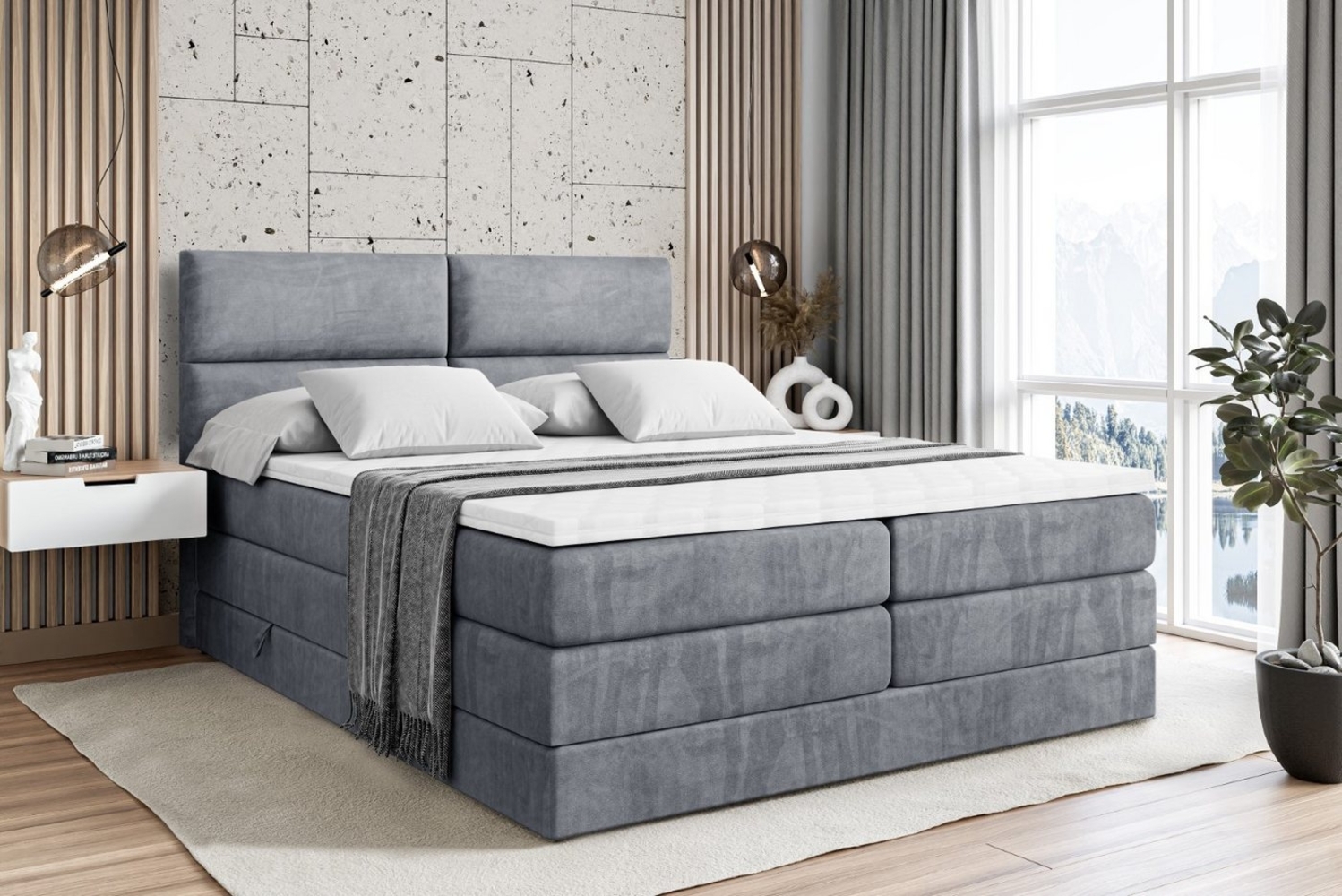 ALTDECOR Boxspringbett BOXI3 KING (Multipocket-Matratze H4, H3 Matratze Bonellfederung, Topper, Kopfteil) Bild 1
