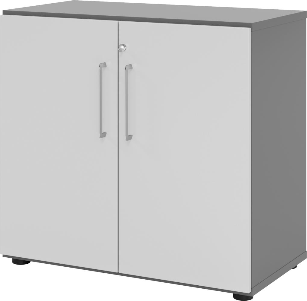 bümö® smart Aktenschrank abschließbar für 2 Ordnerhöhen in Graphit/Grau Bild 1