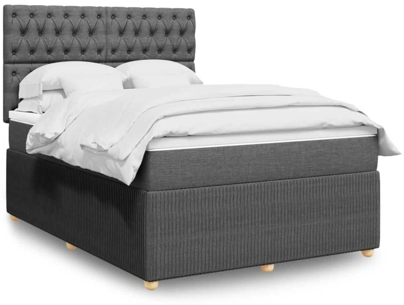 vidaXL Boxspringbett mit Matratze Dunkelgrau 140x190 cm Stoff 3294359 Bild 1