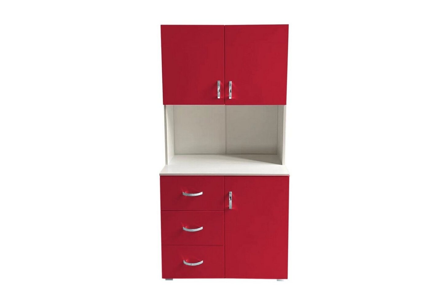 HTI-Living Küchenbuffet Küchenschrank Blanca Rot Weiß (Stück, 1-St, 1 Schrank) Küchenbuffet 6 Regalfächer 3 Schubladen Bild 1