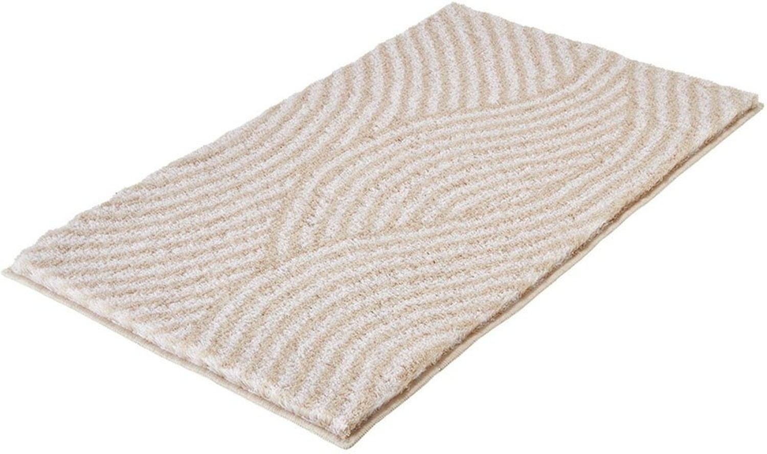 Kleine Wolke Badematte Calma, Höhe 30 mm, rutschhemmend beschichtet, fußbodenheizungsgeeignet, Polyacryl, rechteckig, Badteppich, Wellen Design Bild 1