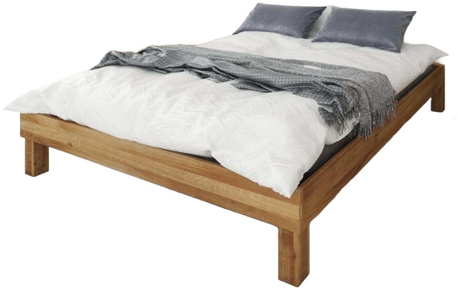 Bett Ringo 2 aus Wildeiche massiv 100x200 ohne Kopfteil mit Holzbeinen Bild 1