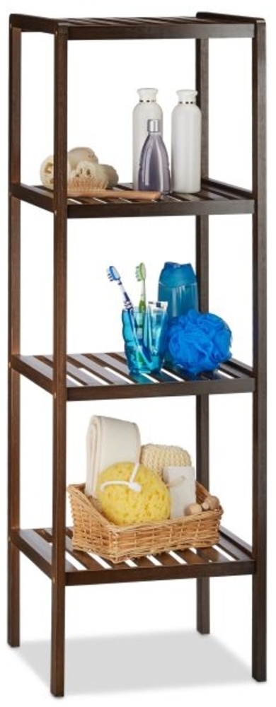 Relaxdays Badregal mit 4 Ablagen, Bambus braun, 34,5 x 33 x 110 cm Bild 1