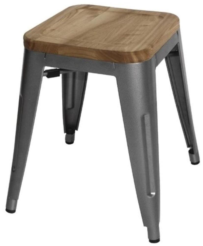 Bolero Bistro Stahlhocker Mit Holzsitz - Grau (4 Stück) Bild 1