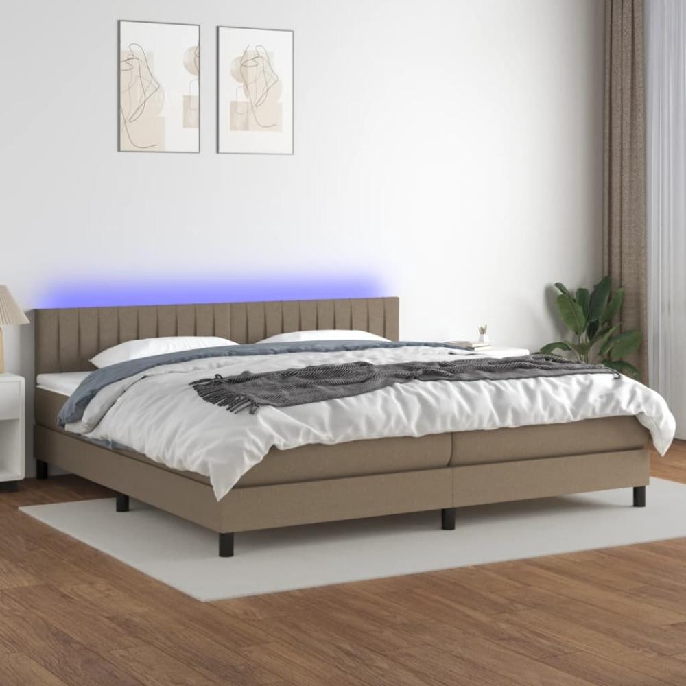 Boxspringbett mit Matratze & LED Stoff Taupe 200 x 200 cm, Härtegrad: H2 [3133345] Bild 1