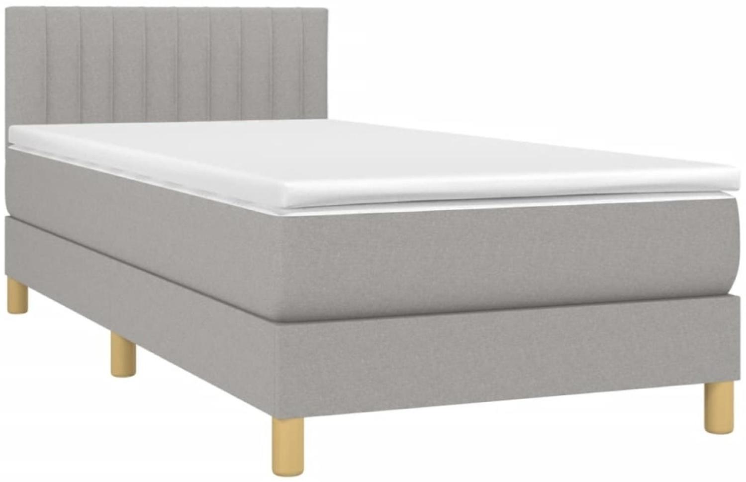 vidaXL Boxspringbett mit Matratze & LED Hellgrau 100x200 cm Stoff 3133853 Bild 1