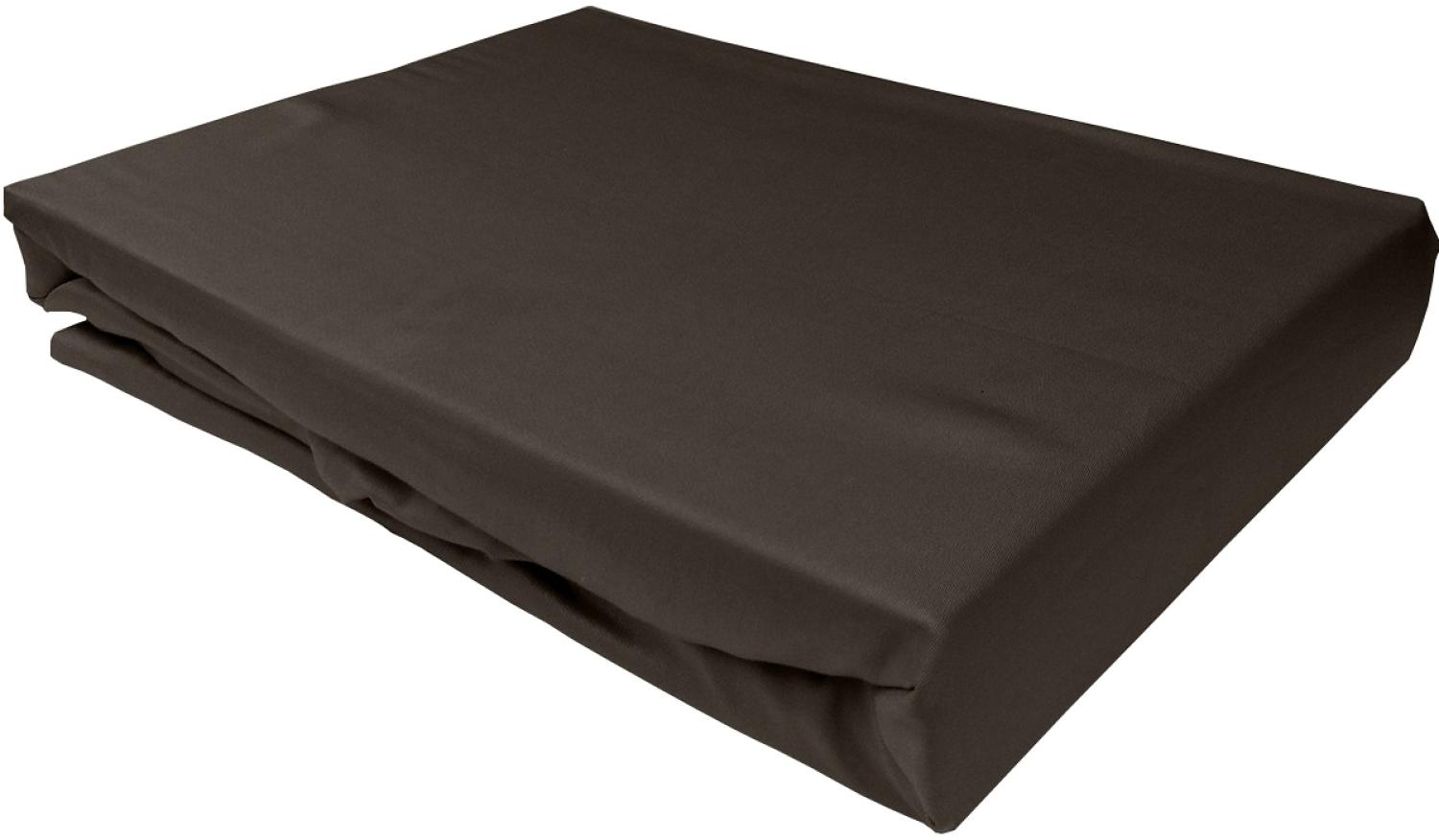 Bettwaesche-mit-Stil Mako-Satin Spannbettlaken Espresso Braun 100x200cm Höhe 31-40cm Bild 1